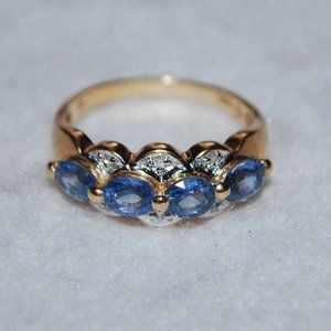 Gold and Blue Sapphire Women's Ring